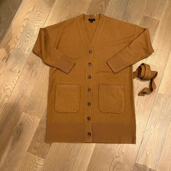 J.Crew Tie-waist cardigan dress in wool-cashmere S Small Hillside Brown - Picture 4 of 8